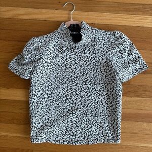 Zara Monochrome Leopard Print Blouse